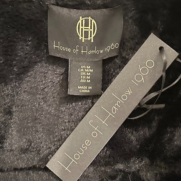 House Of Harlow 1960 Moto Faux Fur + Faux Leather Vest (Black) - Picture 15 of 16